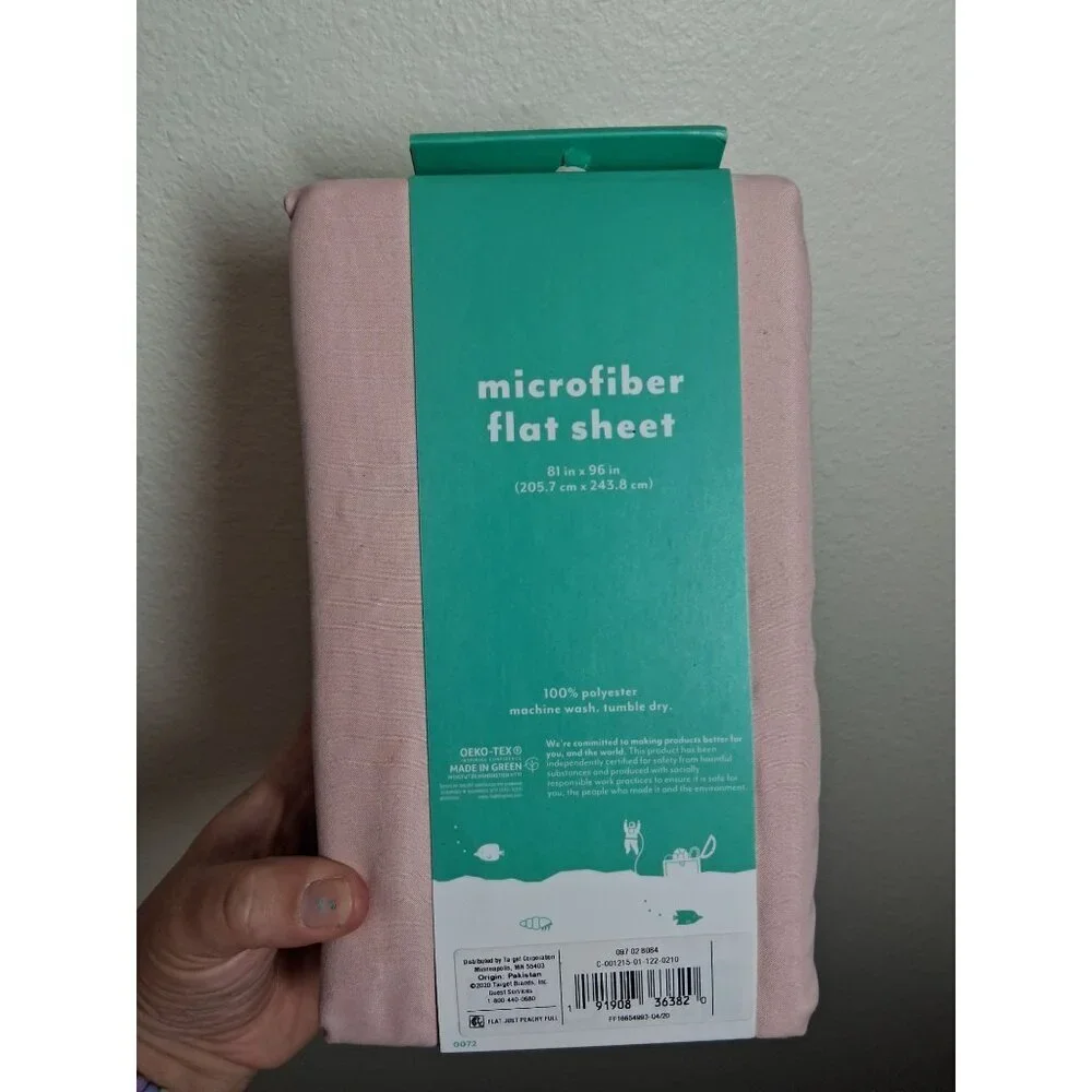 NEW Pillowfort Full Size Brushed Microfiber Flat Sheet Just Peachy Pink